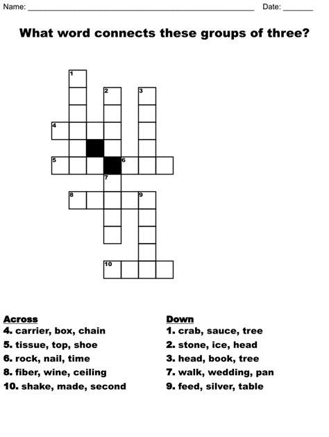 groups of three crossword